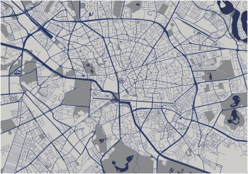  Magnetická mapa Bukureště, ilustrovaná, šedo-modrá