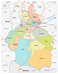  Magnetická mapa Mexika, administrativní, barevná