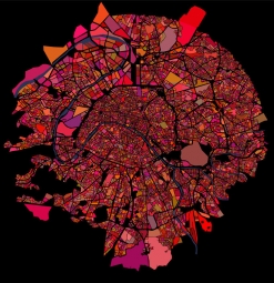  Magnetická mapa Paříže, ilustrovaná, barevná