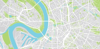  Magnetická mapa Dusseldorfu, ilustrovaná, barevná