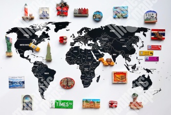  Magnetická mapa Světa, ilustrovaná, černá