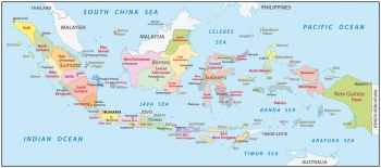  Magnetická mapa Indonesie, administrativní, barevná