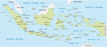 Magnetická mapa Indonesie, administrativní, zelená