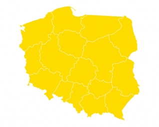  Magnetická mapa Polska, ilustrovaná, žlutá