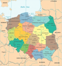  Magnetická mapa Polska, detailní, barevná