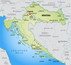  Magnetická mapa Chorvatska, ilustrovaná, barevná