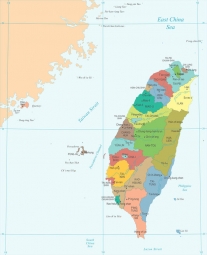  Magnetická mapa Taiwanu, ilustrovaná, barevná
