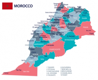  Magnetická mapa Maroka, ilustrovaná, barevná