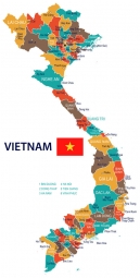  Magnetická mapa Vietnamu, ilustrovaná, barevná