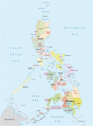  Magnetická mapa Filipín, administrativní, barevná