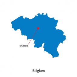  Magnetická mapa Belgie, ilustrovaná, modrá