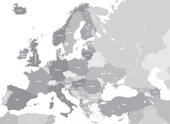  Magnetická mapa Evropy, ilustrovaná, šedá