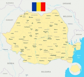  Magnetická mapa Rumunska, detailní, žlutá