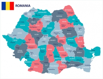 Magnetická mapa Rumunska, ilustrovaná, barevná