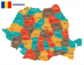  Magnetická mapa Rumunska, ilustrovaná, barevná