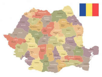  Magnetická mapa Rumunska, vintage, barevná