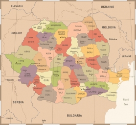  Magnetická mapa Rumunska, vintage, barevná