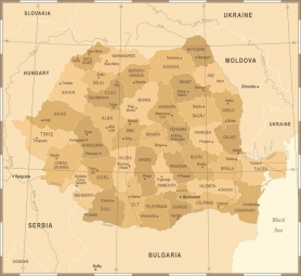  Magnetická mapa Rumunska, vintage, hnědá