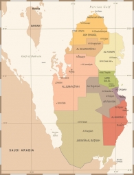  Magnetická mapa Kataru, vintage, barevná