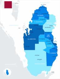  Magnetická mapa Kataru, vektorová, modrá