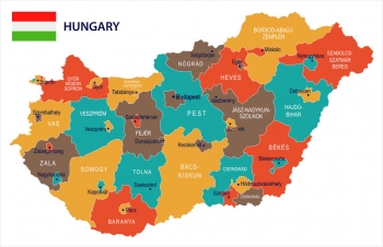  Magnetická mapa Maďarska, ilustrovaná, barevná