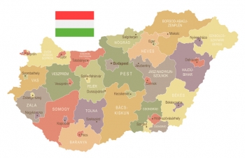  Magnetická mapa Maďarska, vintage, barevná