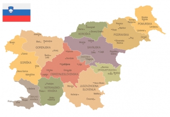  Magnetická mapa Slovinska, vintage, detailní