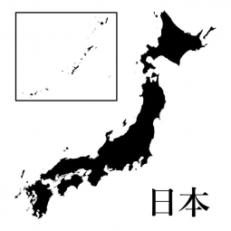  Magnetická mapa Japonska, ilustrovaná, černá