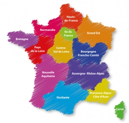  Magnetická mapa Francie, ilustrovaná, barevná