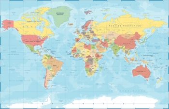  Magnetická mapa Světa, vintage, barevná