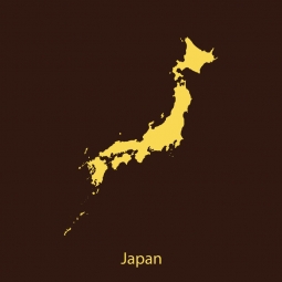  Magnetická mapa Japonska, ilustrovaná, žluto-hnědá