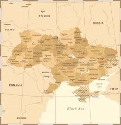  Magnetická mapa Ukrajiny, vintage, hnědá
