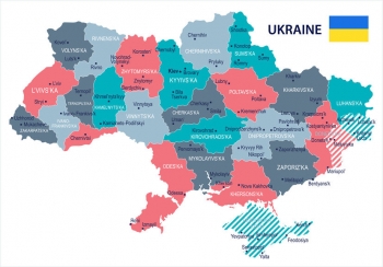  Magnetická mapa Ukrajiny, ilustrovaná, barevná