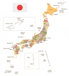  Magnetická mapa Japonska, ilustrovaná, detailní