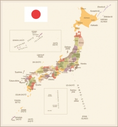  Magnetická mapa Japonska, vektorová, detailní