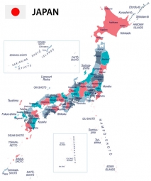  Magnetická mapa Japonska, detailní, barevná