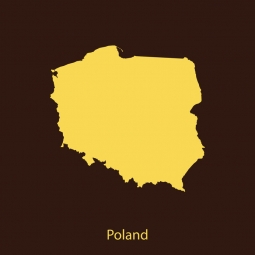  Magnetická mapa Polska, ilustrovaná, žluto-hnědá