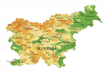  Magnetická mapa Slovinska, geografická, reliéfní