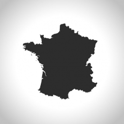  Magnetická mapa Francie, ilustrovaná, šedá