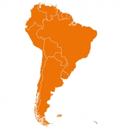  Magnetická mapa Jižní Ameriky, ilustrovaná, oranžová