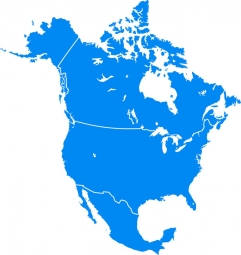  Magnetická mapa Severní Ameriky, ilustrovaná, modrá