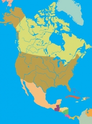  Magnetická mapa Severní Ameriky, ilustrovaná, barevná