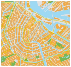 Magnetická mapa Amsterdamu, detailní, bez popisků