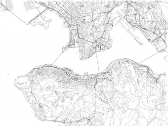 Magnetická mapa Hongkongu, silnice, detailní
