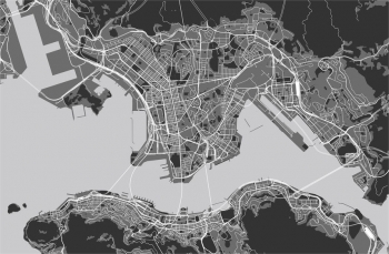  Magnetická mapa Hongkongu, detailní, černá