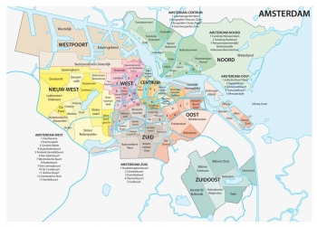  Magnetická mapa Amsterdamu, administrativní, barevná