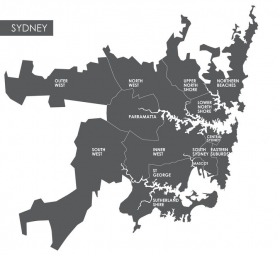  Magnetická mapa Sydney, ilustrovaná, šedá