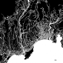  Magnetická mapa Nice, ilustrovaná, černo-bíla