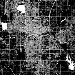  Magnetická mapa Oklahomy, ilustrovaná, černo-bíla