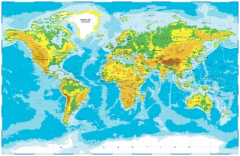  Magnetická mapa Světa, geografická, barevná